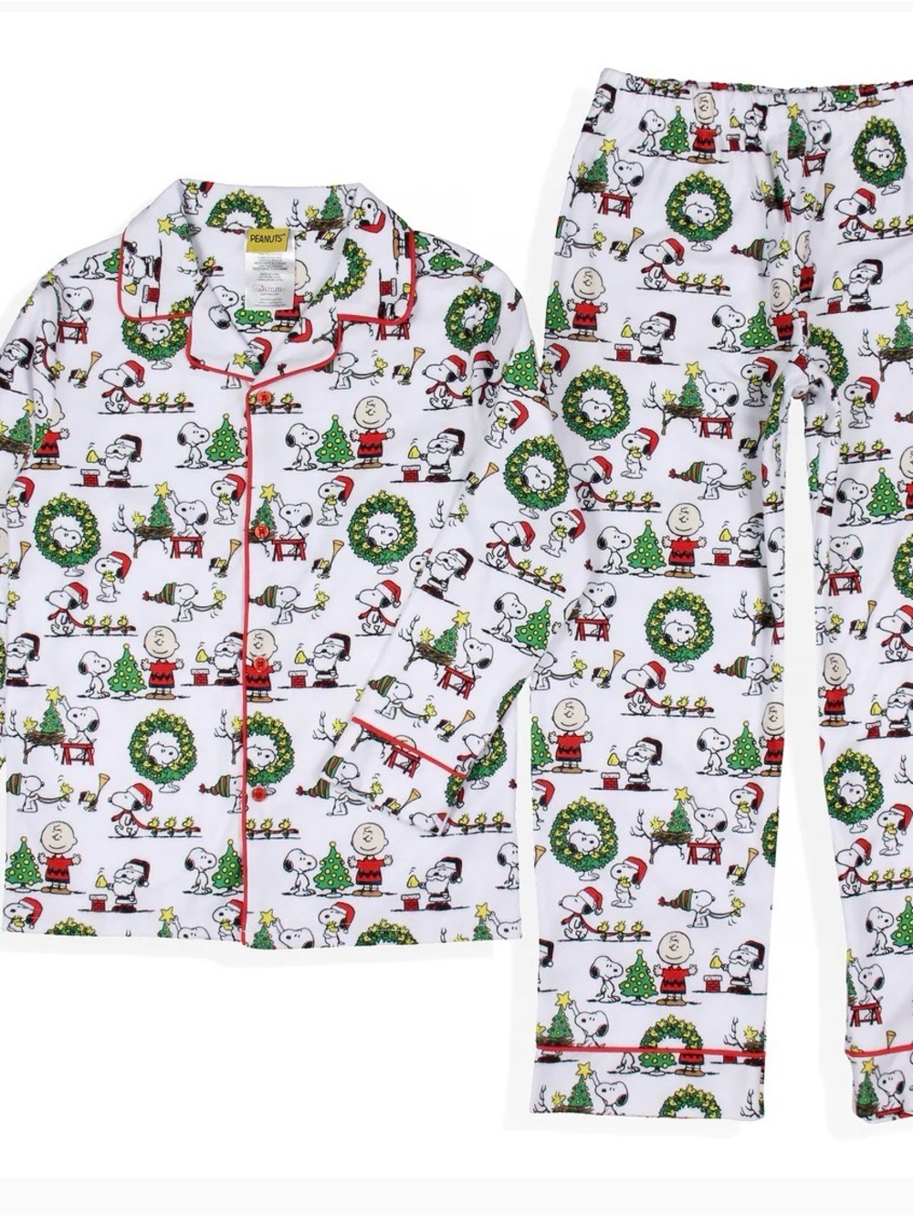 Peanuts Men’s White Snoopy & Charlie Brown Holiday Pajama Set Sz XXL Christmas